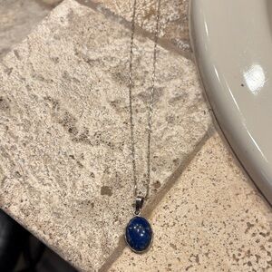 Elegant Blue Stone Pendant Necklace